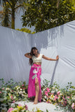PINK PHOOL DRAPE SKIRT SET