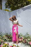 PINK PHOOL DRAPE SKIRT SET
